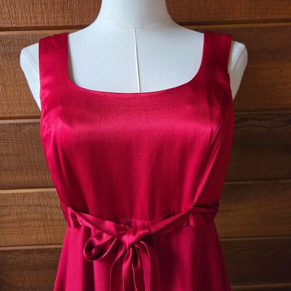 Rampage VTG 90s Y2K Red Satin Silky Bow Mini Dress 7 Coquette Feminine Romantic - Picture 2 of 11